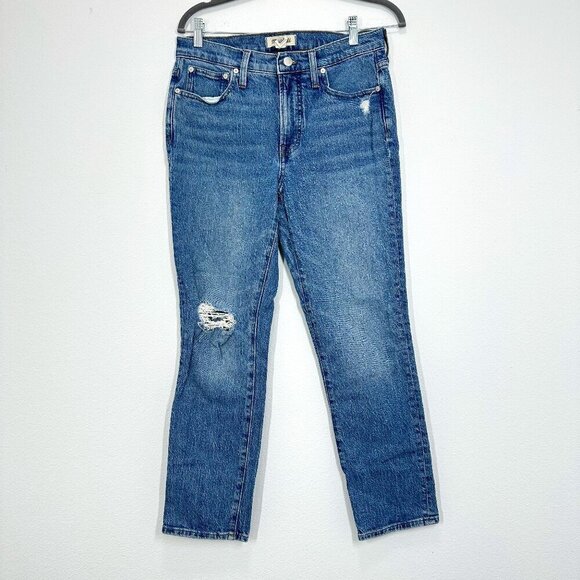 Madewell Size 27 The Mid-Rise Perfect Vintage Jean Medium Wash Distressed Casual - Picture 1 of 9